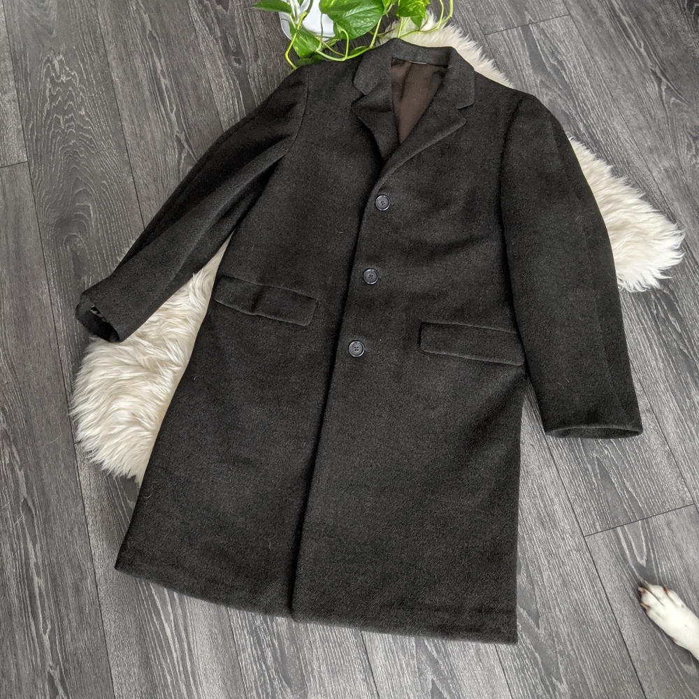 Grey Wool Overcoat by CROMBIE of Scotland.